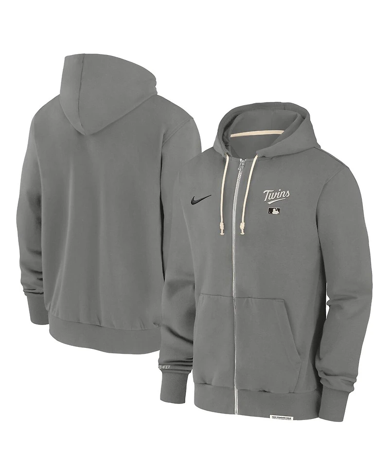 Nike Men's Charcoal Minnesota Twins Authentic Collection Travel Performance Full-Zip Hoodie