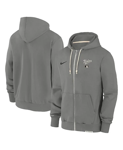 Nike Men's Charcoal Minnesota Twins Authentic Collection Travel Performance Full-Zip Hoodie