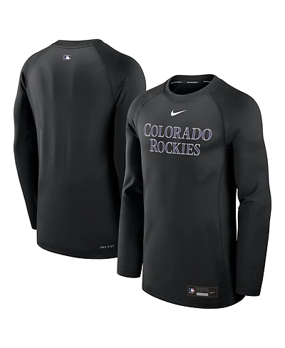 Nike Men's Black Colorado Rockies Authentic Collection Game Time Raglan Performance Long Sleeve T-Shirt
