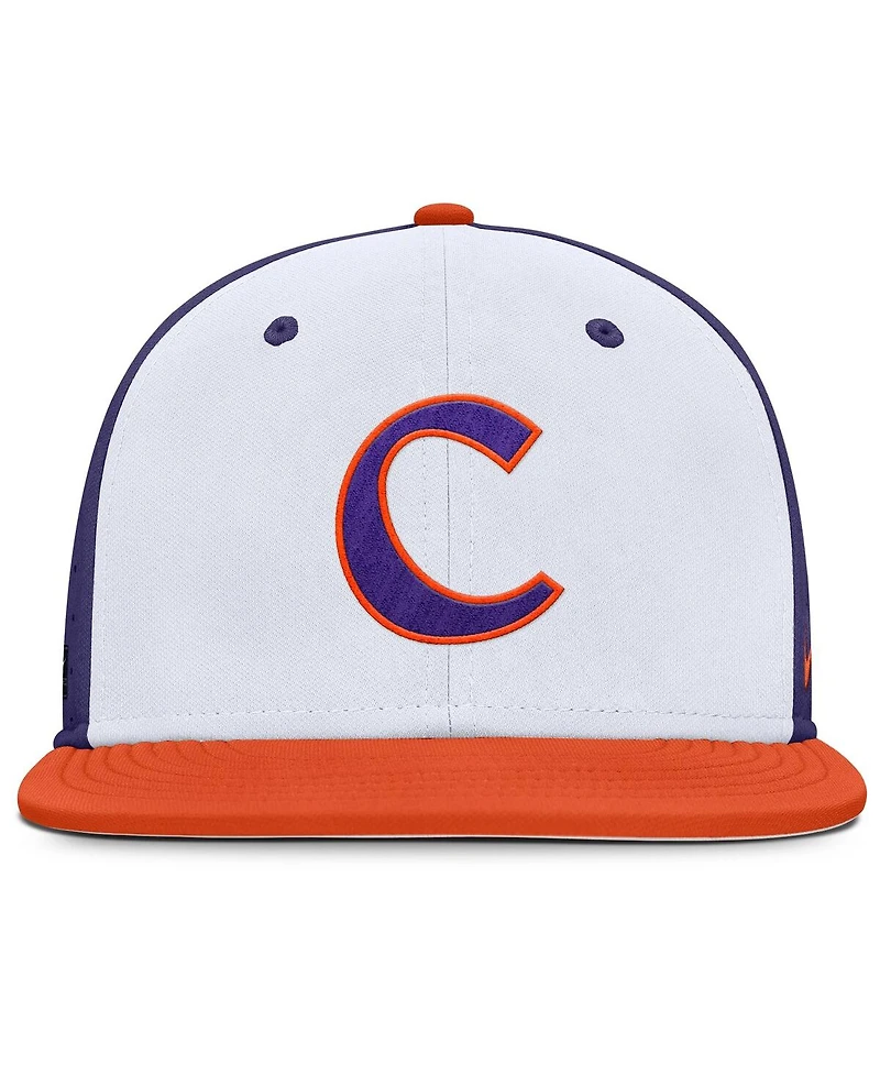 Nike Men's White/Purple Clemson Tigers On-Field Dugout True Performance Fitted Hat