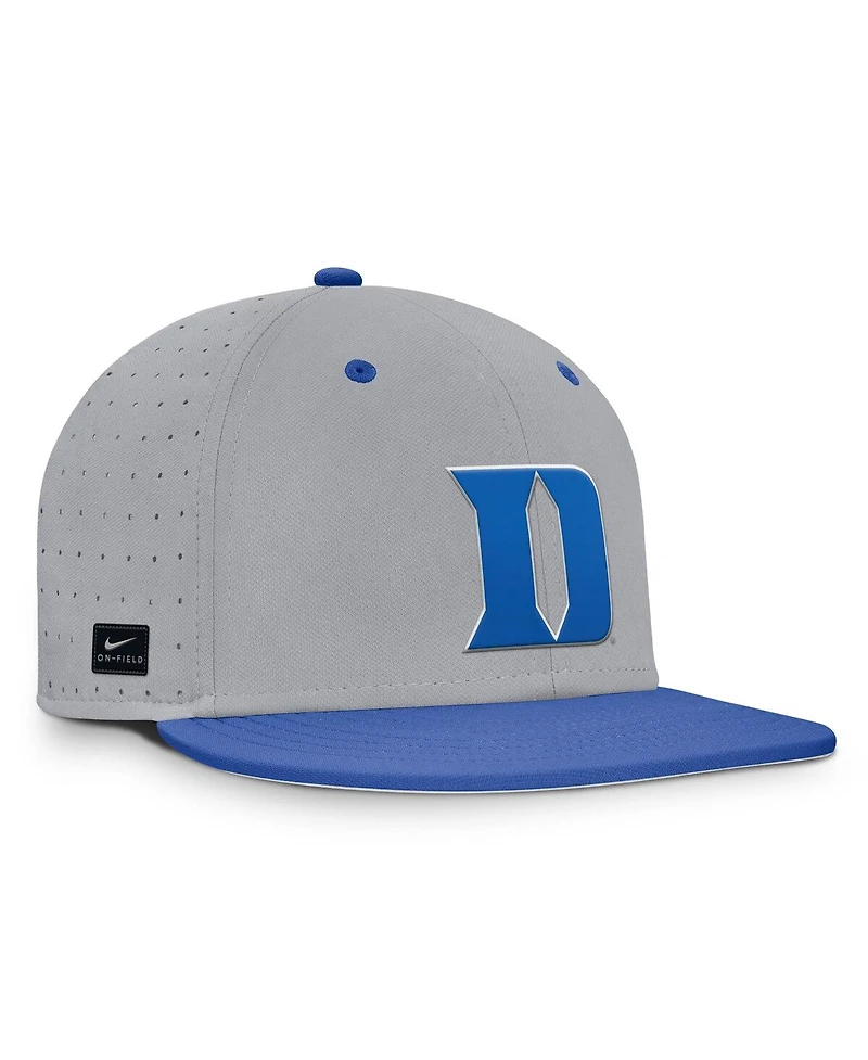 Nike Men's Gray Duke Blue Devils On-Field Dugout True Performance Fitted Hat