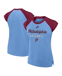 Nike Women's Light Blue/Burgundy Philadelphia Phillies Cooperstown Collection Raglan Performance T-Shirt