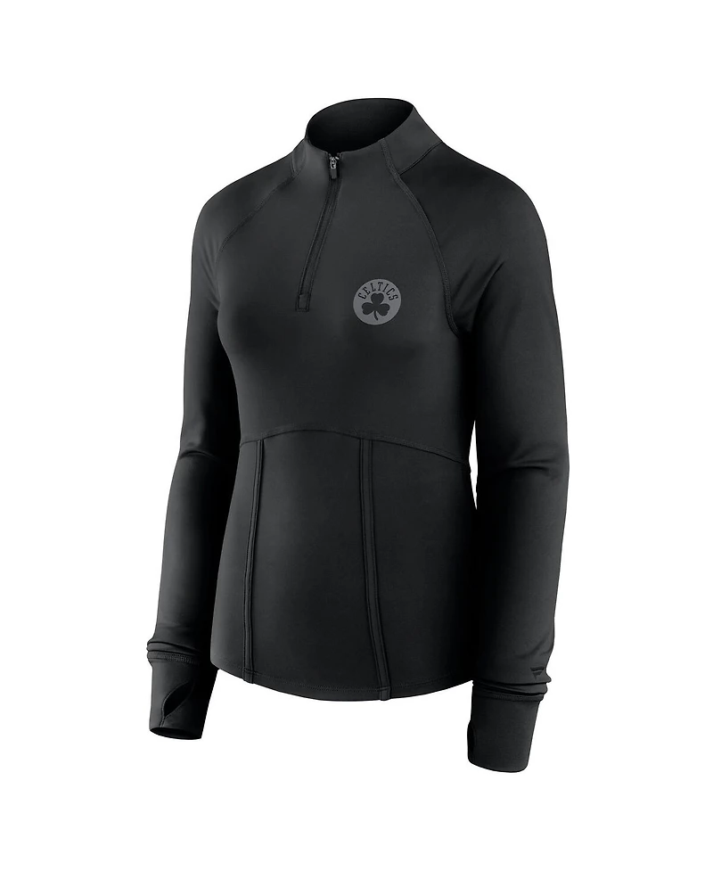 Fanatics Women's Black Boston Celtics Elements Match Raglan Quarter-Zip Top