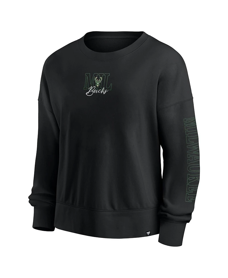 Fanatics Black Milwaukee Bucks Oversized Game Day Pullover Sweatshirt