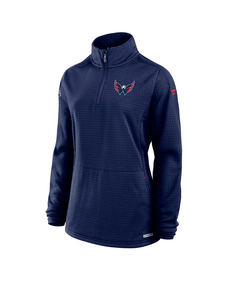 Fanatics Women's Navy Washington Capitals Authentic Pro Rink Lightweight Quarter-Zip Pullover Top
