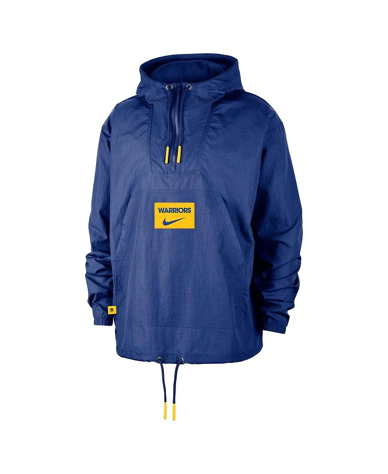 Nike Men's Royal Golden State Warriors Courtside Premium Club Anorak Quarter-Zip Pullover Hoodie