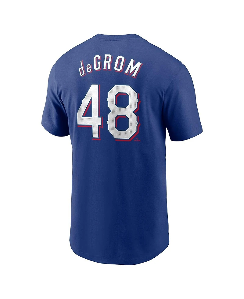 Nike Men's Jacob deGrom Royal Texas Rangers Fuse Name Number T-Shirt