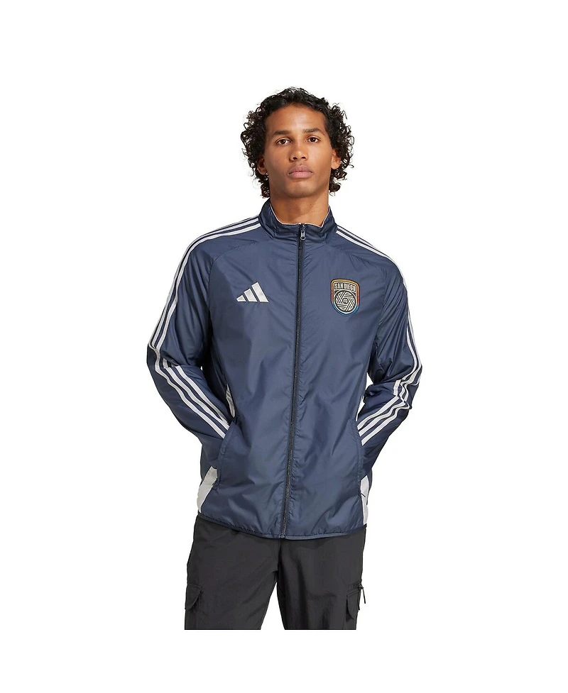 Adidas Men's Navy/White San Diego Fc 2025 Anthem Reversible Full-Zip Jacket