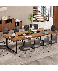 Tribesigns 94.5-Inch Conference Table for 10 People, Industrial 8 Ft Meeting with Two Grommets Home Office, Studio, Business