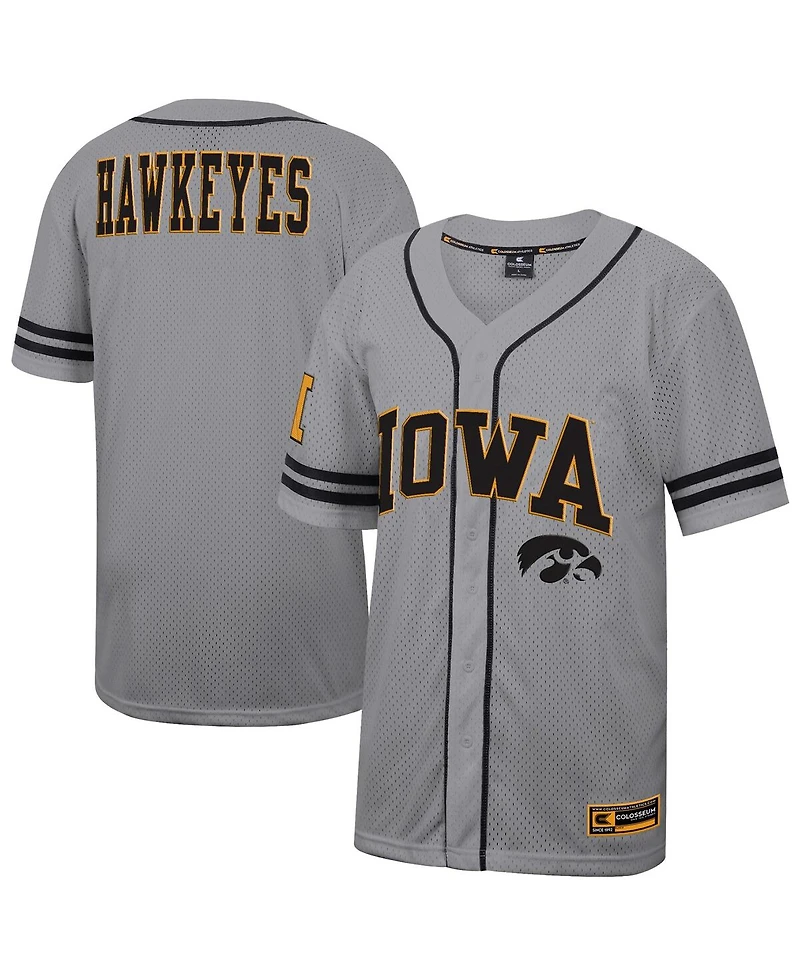 Colosseum Men's Gray Iowa Hawkeyes Free Spirited Baseball Jersey