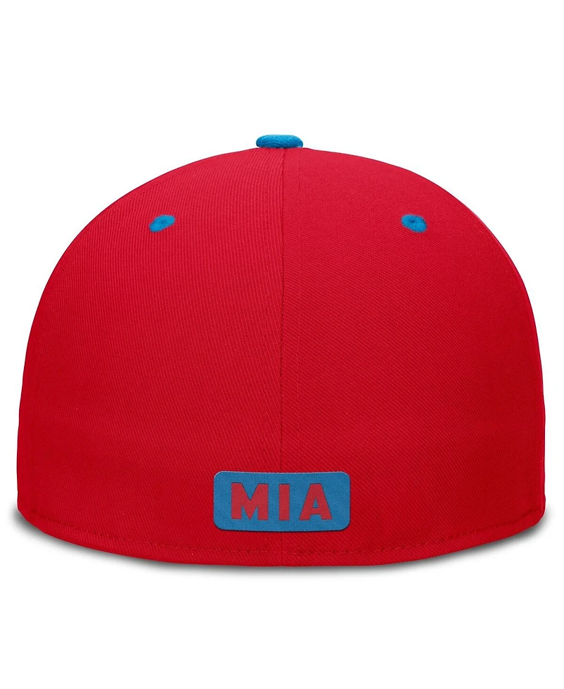 Nike Men's Red/Blue Miami Marlins City Connect Patch Performance Fitted Hat