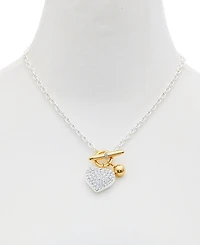 Guess Two-Tone Pave Heart 18" Pendant Necklace