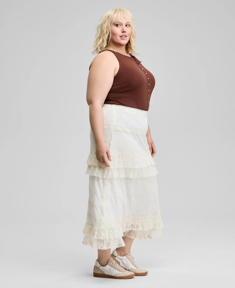 And Now This Trendy Plus Lace Ruffle-Trim Maxi Skirt, Exclusively at Macy's