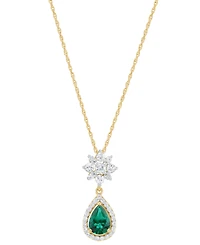 Lab-Created Emerald (5/8 ct. t.w.) & Lab-Created White Sapphire (1/2 ct. t.w.) Pendant Necklace in 14k Yellow Gold-Plated Sterling Silver, 16" + 2" ex