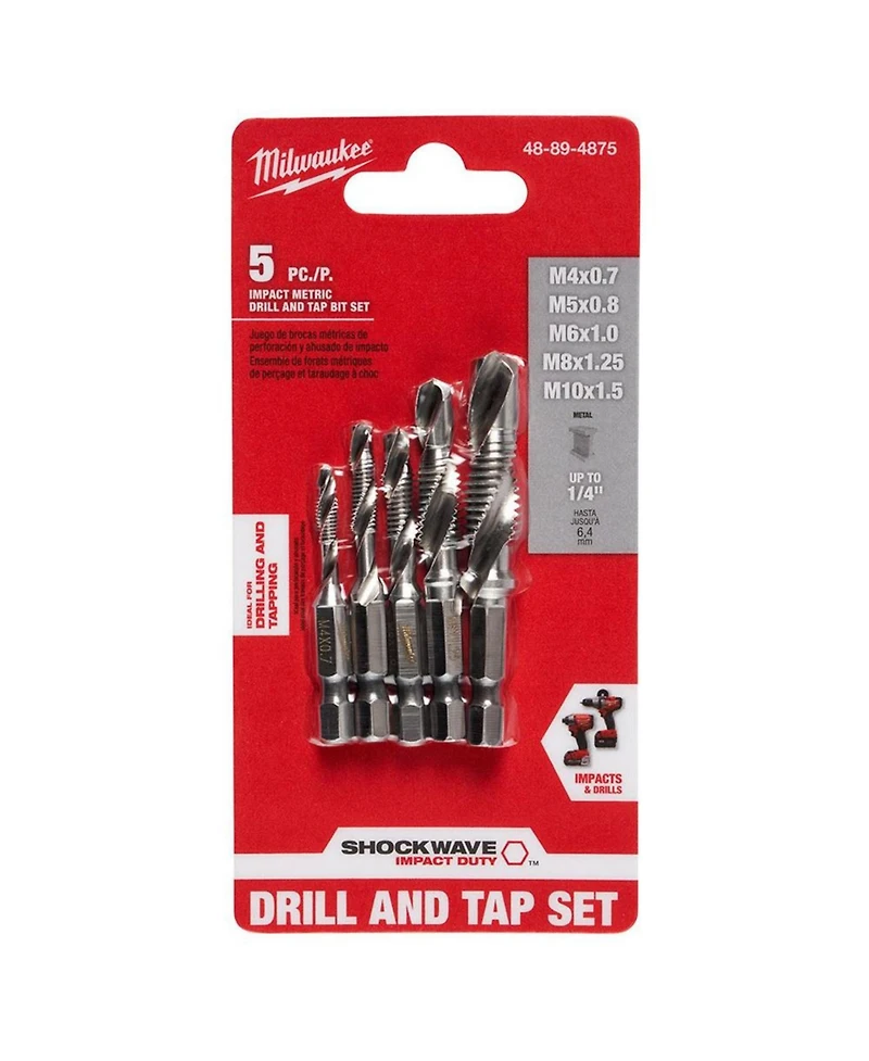 Milwaukee 48-89-4875 Shockwave Impact Metric Drill and Tap Bit Set - 5 Piece