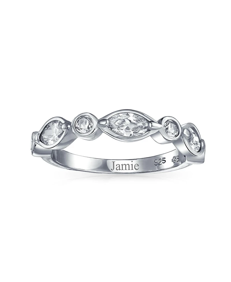Bling Jewelry Cubic Zirconia Cz Thin Stackable Bubble Round Marquise Band Ring .925 Sterling Silver
