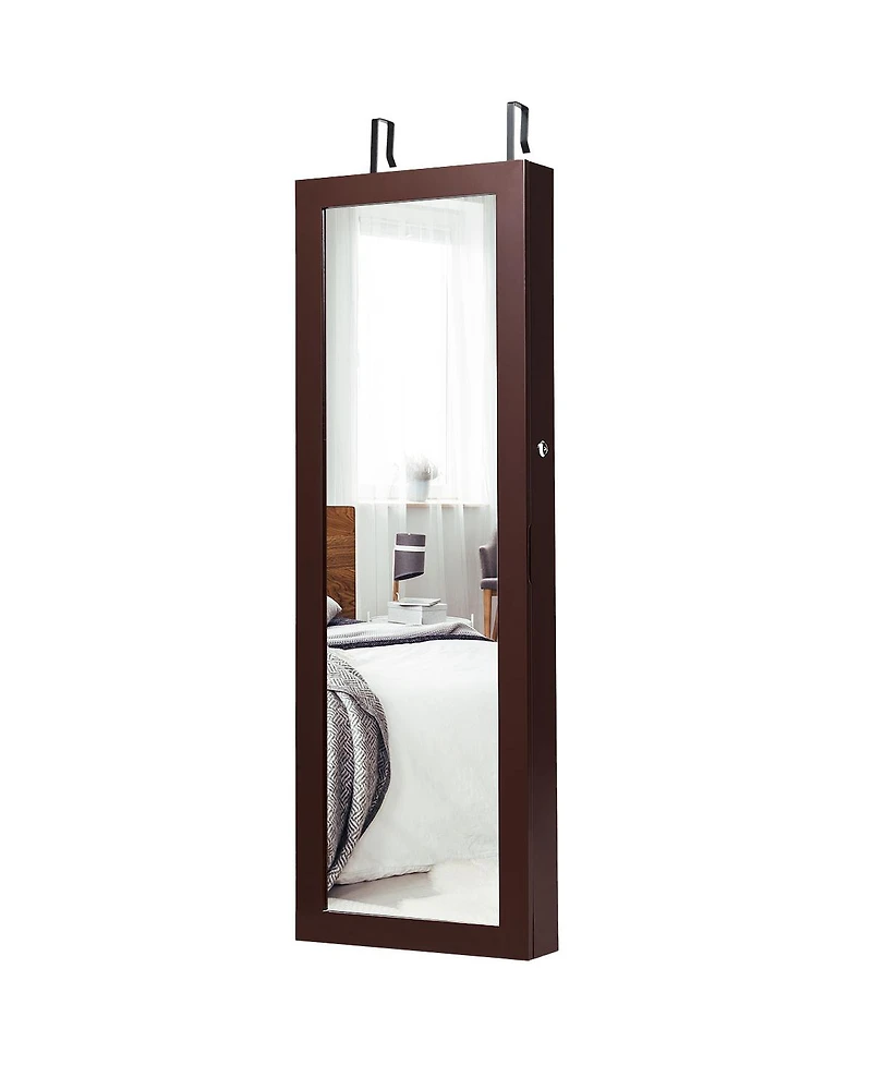 Wall Mount Mirrored Jewelry Cabinet Organizer Led Lights