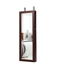 Wall Mount Mirrored Jewelry Cabinet Organizer Led Lights