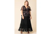 Kiyonna Plus Isla Tiered Mesh Maxi Skirt