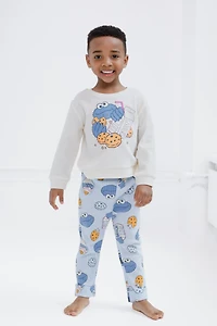 Sesame Street Toddler Boys Cookie Monster Waffle Knit Pullover Sweatshirt and Jogger Pants Outfit Set