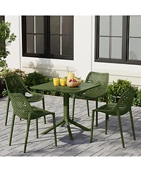 5-Piece Resin Square Patio Dining Table Set with Stackable Chairs