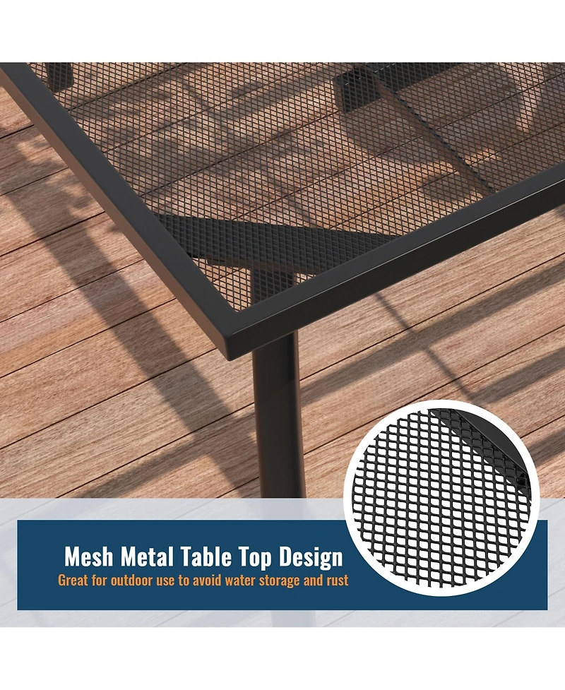 in Rectangle Metal Patio Outdoor Dining Table