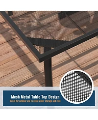in Rectangle Metal Patio Outdoor Dining Table