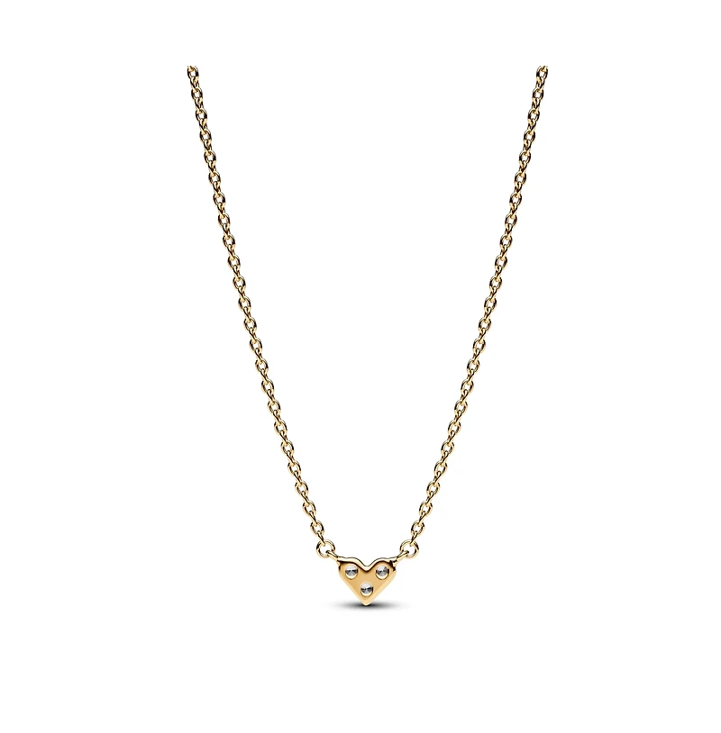Pandora Gold-Plated Triple Stone Heart Collier Pendant Necklace