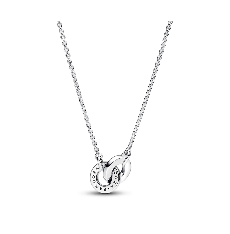 Pandora Sterling Silver Signature Intertwined Pave Pendant Necklace