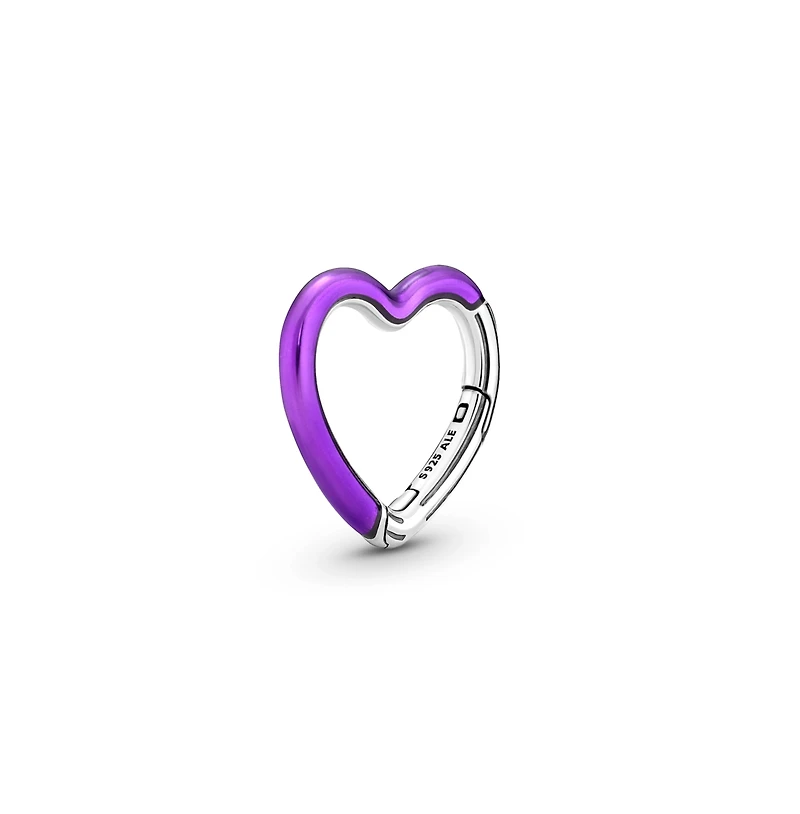 Pandora Sterling Silver Purple Heart Openable Link Charms