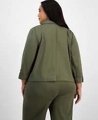 Anne Klein Plus Drapey 3/4-Sleeve Open-Front Jacket