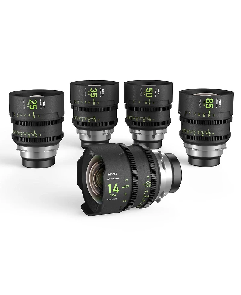 NiSi Athena Prime Cine 5-Lens Kit with 14mm T2.4, 25mm, 35mm, 50mm, 85mm T1.9 Lens, Includes Filter Holder, Pl Mount