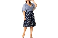 Kiyonna Plus Lillian Embroidered Mesh Midi Cocktail Dress
