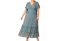 Kiyonna Plus Graceful Tiered Mesh Gown