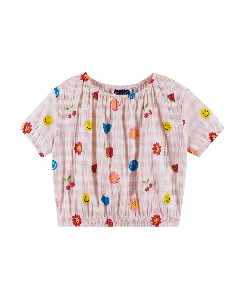 Andy & Evan Toddler Girls Toddler/Child Pink Gingham Jersey Top Shorts Set