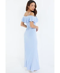 Quiz Women's Scuba Crepe Cold Shoulder Maxi Dress