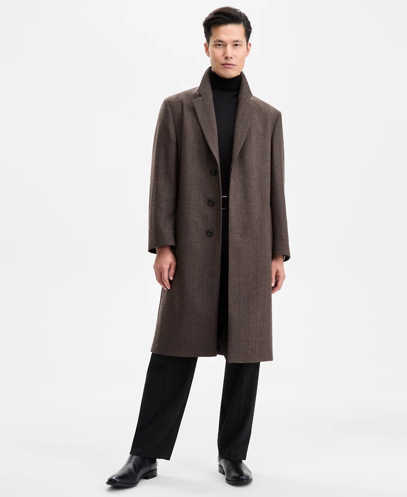 Hugo by Boss Men's Modern-Fit Herringbone Overcoat