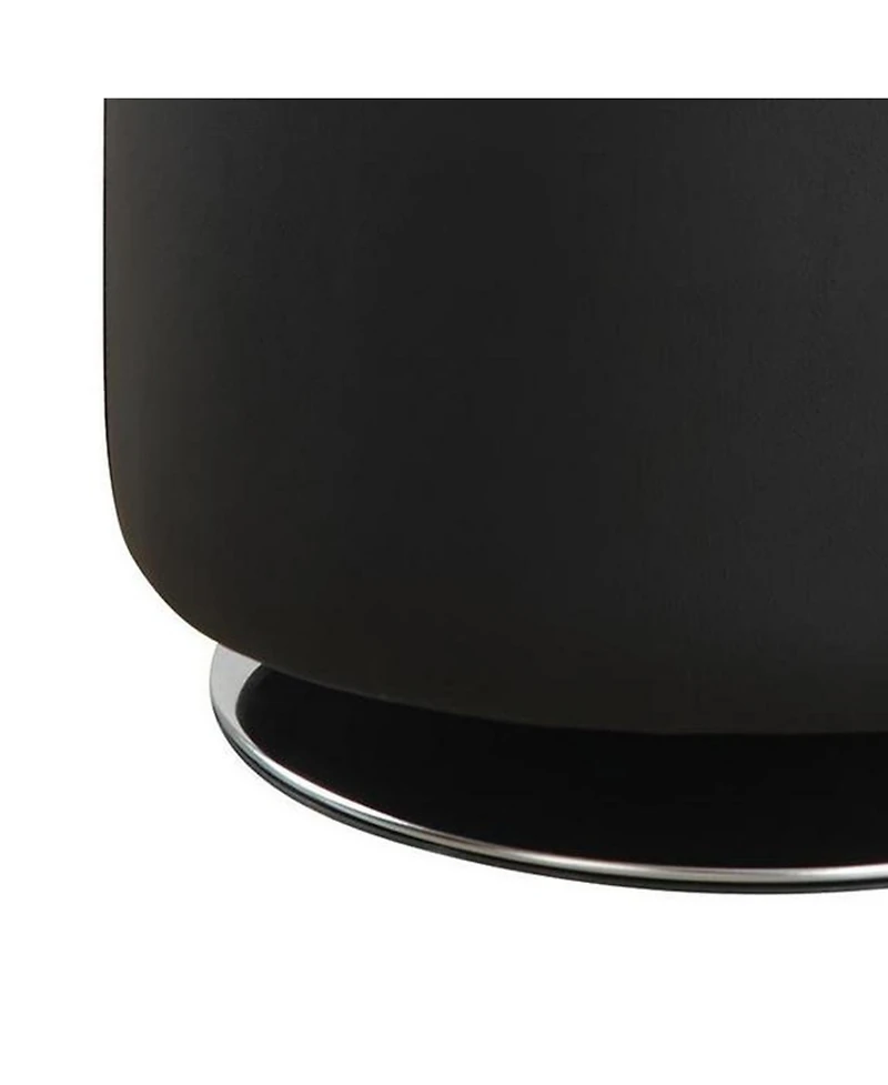 Tufted Round Swivel Ottoman in Leather for Living Room