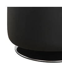 Tufted Round Swivel Ottoman in Leather for Living Room