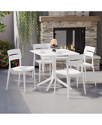 Modern 5-Piece Resin Patio Dining Table Set with Stackable Patio Dining Chairs
