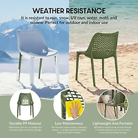 5-Piece Modern Square Patio Dining Table Set with Stackable Chairs
