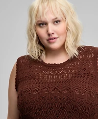 And Now This Trendy Plus Crochet Sleeveless Top, Created for Macy's