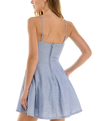 City Studios Juniors' Glitter Sleeveless Fit & Flare Mini Dress