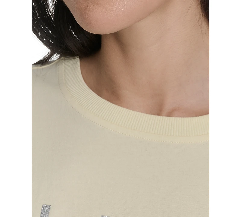 Calvin Klein Performance Women's Glitter Logo High-Low Cropped Tee