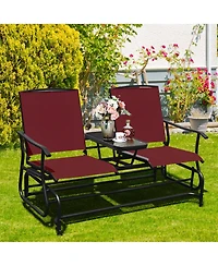 2 Person Outdoor Patio Double Glider Chair Loveseat Rocking