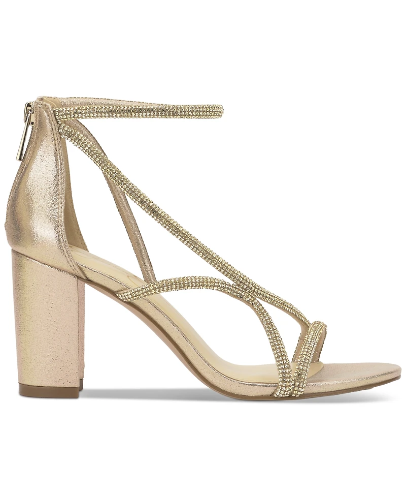 Jessica Simpson Women's Shiny Rhinestone Block-Heel Dress Sandals
