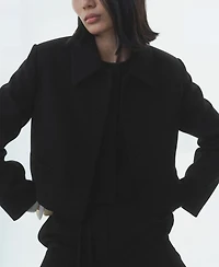 Mango Women's Crop Lapel Suit Jacket