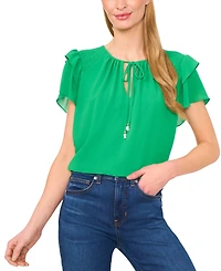 CeCe Women's Tie-Neck Tiered-Ruffle-Sleeve Blouse