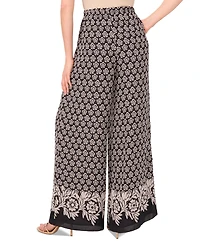 CeCe Women's Printed Tie-Waist High-Rise Flowy Pants