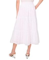 CeCe Women's Cotton Tiered Circle Midi Skirt